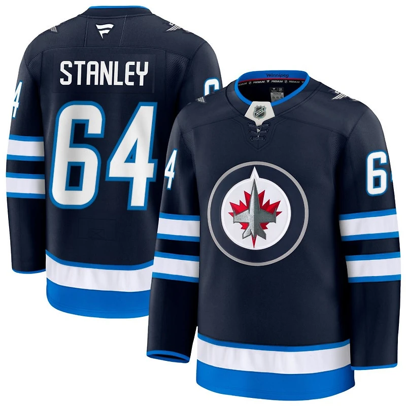 Logan Stanley Men's Fanatics Navy Winnipeg Jets Home Premium Custom Jersey