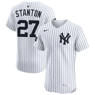 Giancarlo Stanton Men's Nike White New York Yankees Home Elite Sponsor Patch Custom Jersey