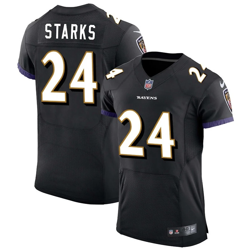 Malaki Starks Men's Nike Black Baltimore Ravens Speed Machine Elite Custom Jersey