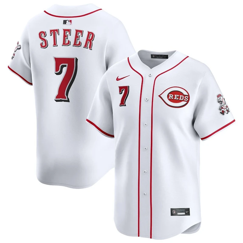 Spencer Steer Men's Nike White Cincinnati Reds Home Limited Custom Jersey