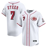Spencer Steer Men's Nike White Cincinnati Reds Home Limited Custom Jersey