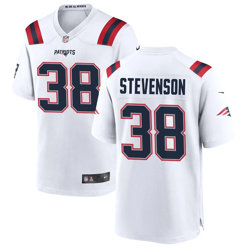 Rhamondre Stevenson Men's Nike White New England Patriots Custom Game Jersey