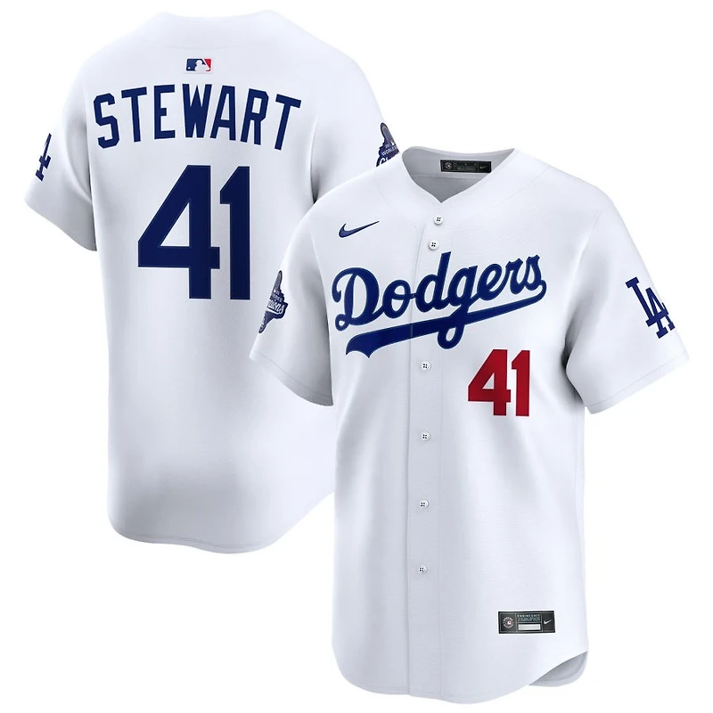 Brock Stewart Men's Nike  White Los Angeles Dodgers 2025 World Series Champions Home Custom Limited Jersey