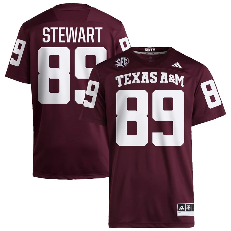Kade Stewart Men's adidas  Maroon Texas A&M Aggies NIL Pick-A-Player Home Premier Football Jersey