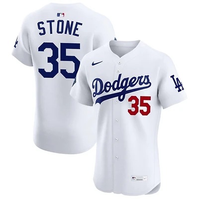 Gavin Stone Men's Nike White Los Angeles Dodgers Home Elite Sponsor Patch Custom Jersey