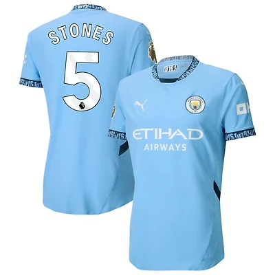 John Stones Men's Puma Light Blue Manchester City 2024/25 Home Authentic Custom Jersey