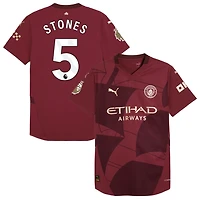 John Stones Men's Puma  Burgundy Manchester City 2024/25 Third Authentic Custom Jersey