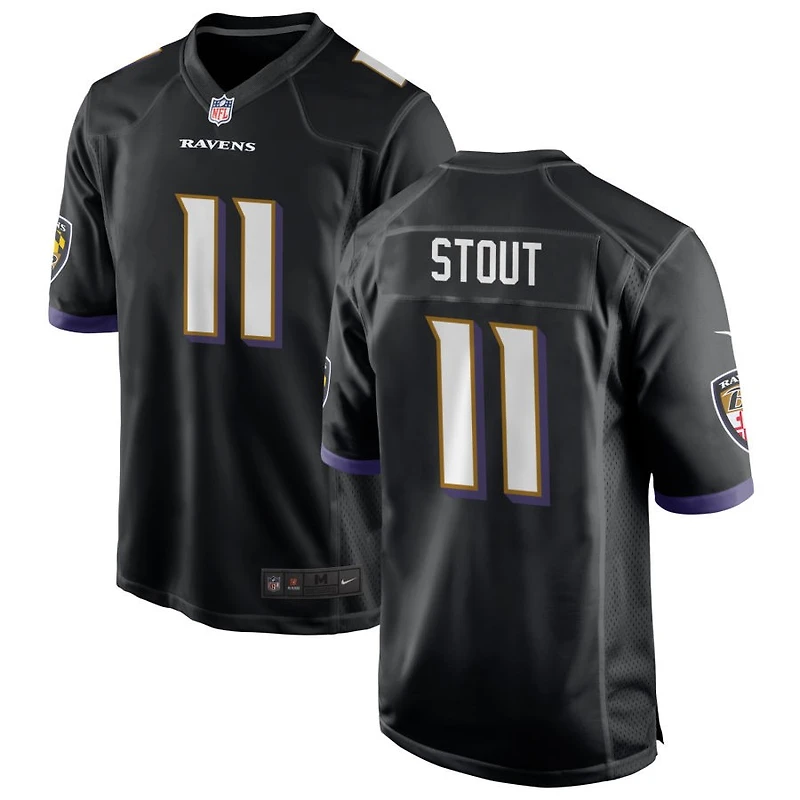 Jordan Stout Men's Nike Black Baltimore Ravens Alternate Custom Game Jersey