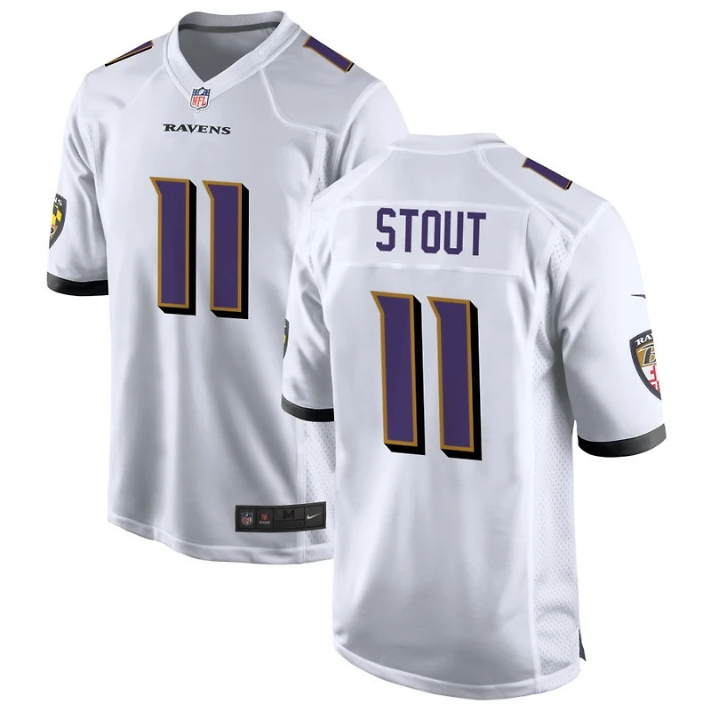 Jordan Stout Men's Nike White Baltimore Ravens Custom Game Jersey