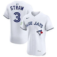 Myles Straw Men's Nike White Toronto Blue Jays Home Elite Sponsor Patch Custom Jersey