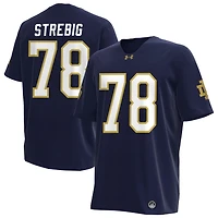 Owen Strebig Men's Under Armour Navy Notre Dame Fighting Irish NIL Pick-A-Player Replica Football Jersey