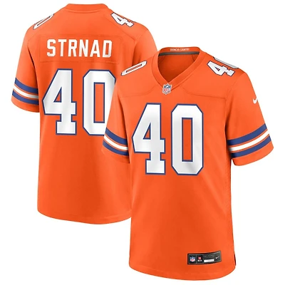 Justin Strnad Men's Nike Orange Denver Broncos Mile High Collection 1977 Throwback Custom Game Jersey