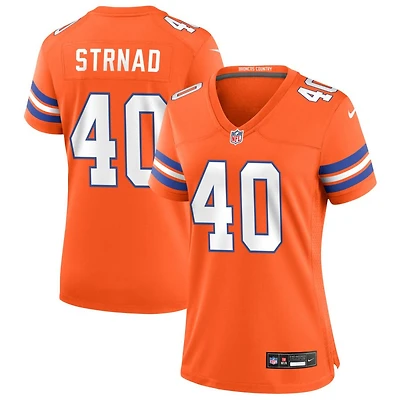 Justin Strnad Women's Nike Orange Denver Broncos Mile High Collection 1977 Throwback Custom Game Jersey