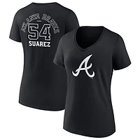 Women's Black Atlanta Braves Monochrome Personalized Name & Number V-Neck T-Shirt