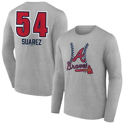 Men's Gray Atlanta Braves Personalized Name & Number Fastball Long Sleeve T-Shirt