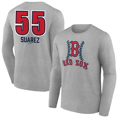 Men's Gray Boston Red Sox Personalized Name & Number Fastball Long Sleeve T-Shirt