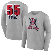 Men's  Gray Boston Red Sox Personalized Name & Number Fastball Long Sleeve T-Shirt