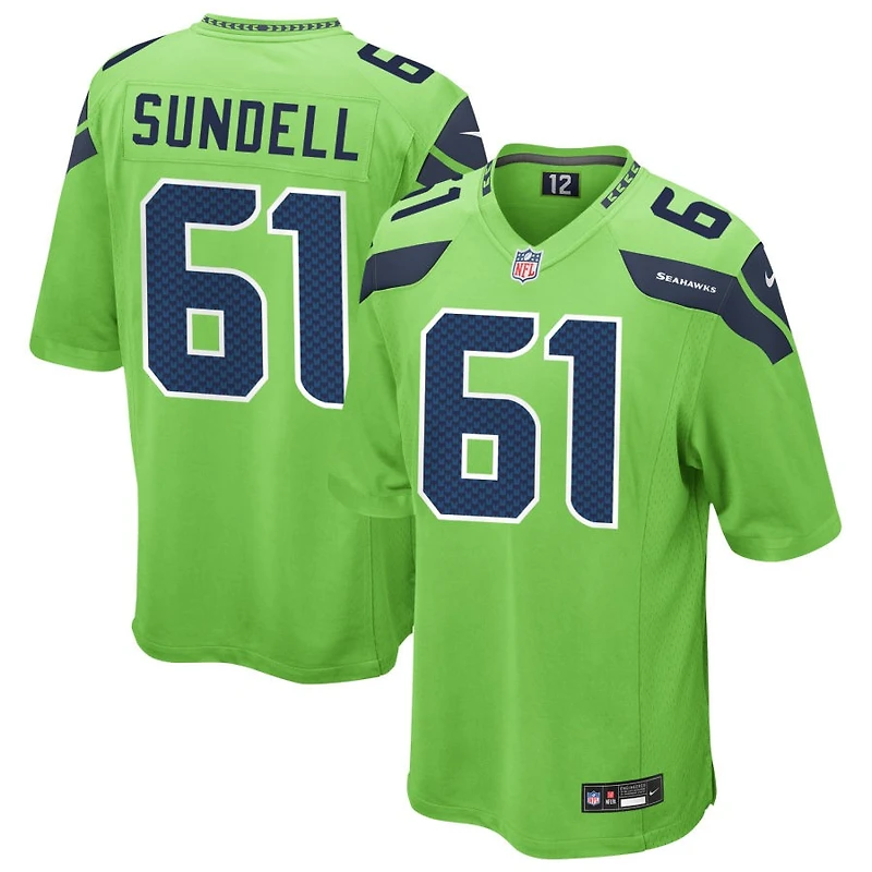Jalen Sundell Men's Nike Neon Green Seattle Seahawks Alternate Custom Game Jersey
