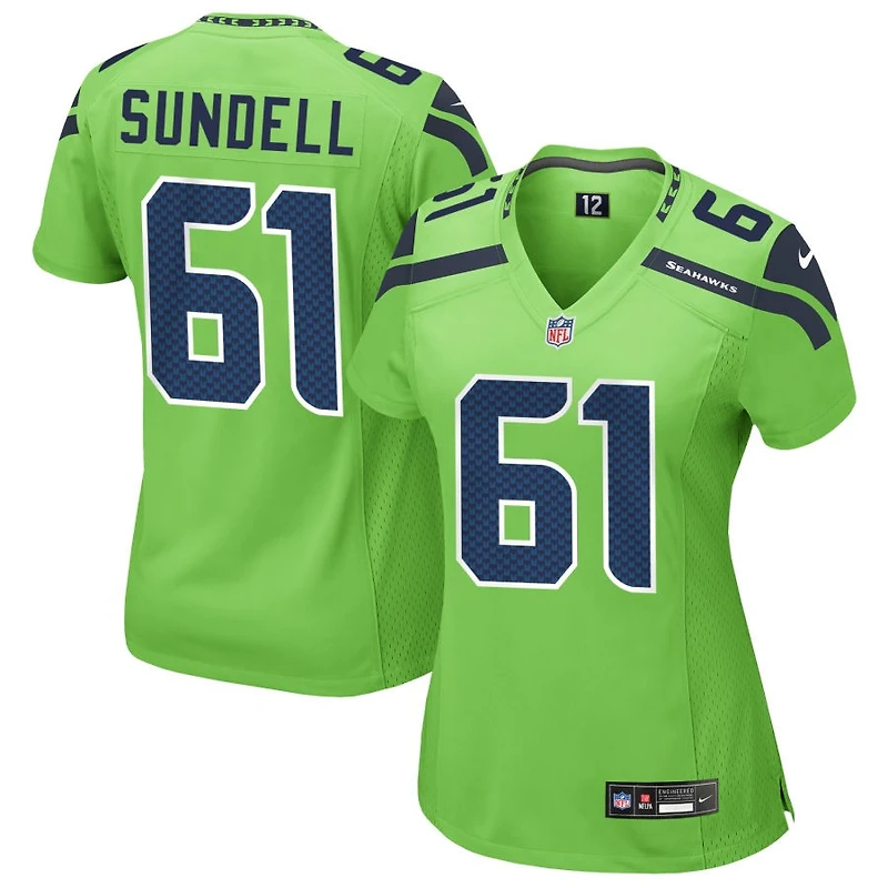 Jalen Sundell Women's Nike Neon Green Seattle Seahawks Alternate Custom Game Jersey