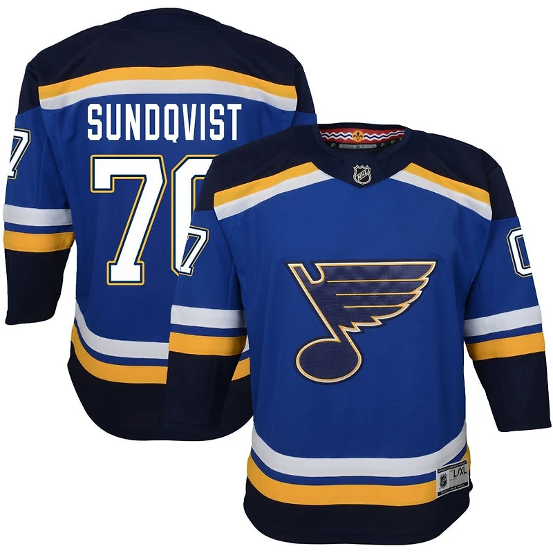 Oskar Sundqvist Youth Blue St. Louis Blues Home Premier Custom Jersey