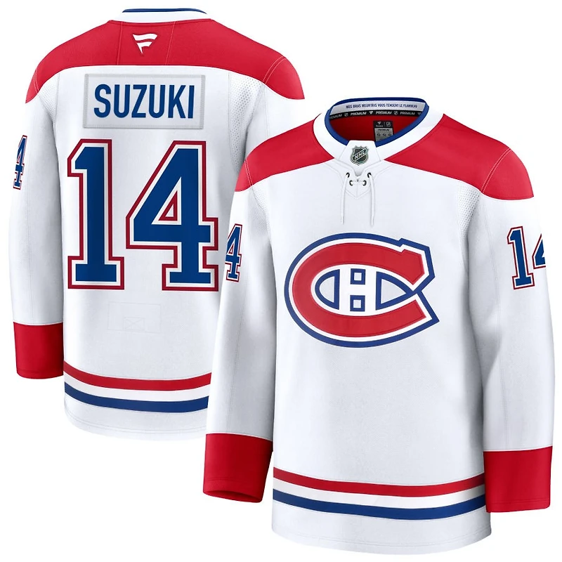 Nick Suzuki Men's Fanatics White Montreal Canadiens Away Premium Custom Jersey