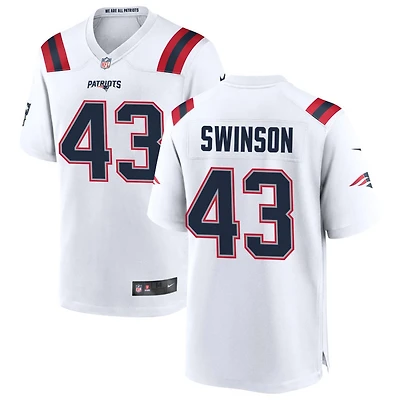 Bradyn Swinson Men's Nike White New England Patriots Custom Game Jersey