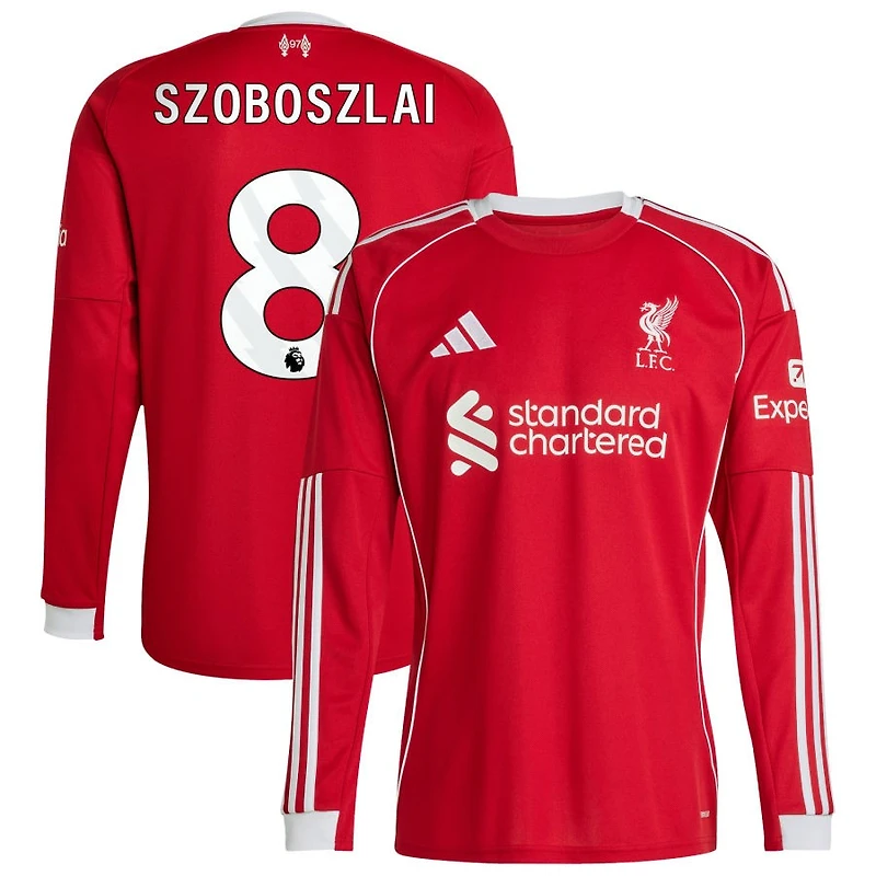 Dominik Szoboszlai Men's adidas  Red Liverpool 2025/26 Home Custom Replica Long Sleeve Jersey