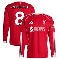 Dominik Szoboszlai Men's adidas  Red Liverpool 2025/26 Home Custom Replica Long Sleeve Jersey