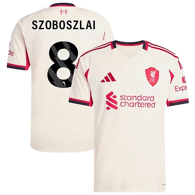 Dominik Szoboszlai Men's adidas  White Liverpool 2025/26 Away Replica Custom Jersey