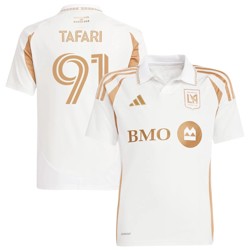 Nkosi Tafari Youth adidas White LAFC 2025 Secondary Replica Custom Jersey