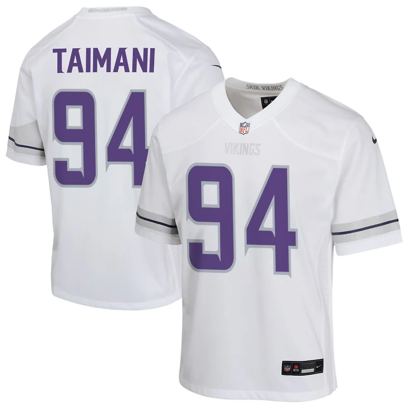 Taki Taimani Youth Nike White Minnesota Vikings Alternate Custom Game Jersey