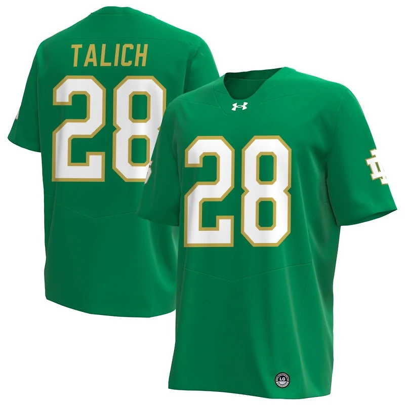 Luke Talich Men's Under Armour Kelly Green Notre Dame Fighting Irish Alternate NIL Pick-A-Player Replica Football Jersey