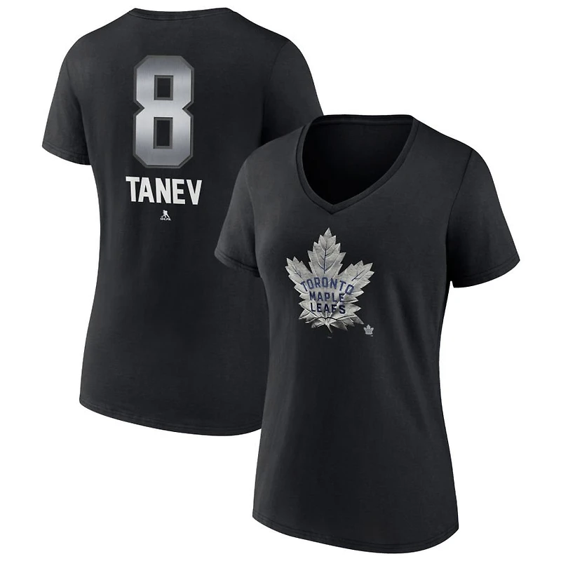 Women's Black Toronto Maple Leafs Personalized Midnight Mascot Logo V-Neck T-Shirt