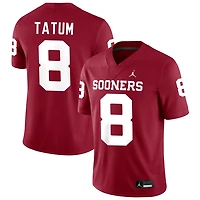 Taylor Tatum Men's Jordan Brand Crimson Oklahoma Sooners NIL Pick-A-Player Football Replica Jersey