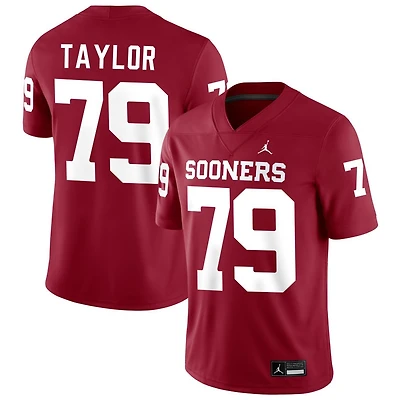 Jake Taylor Men's Jordan Brand Crimson Oklahoma Sooners NIL Pick-A-Player Football Replica Jersey