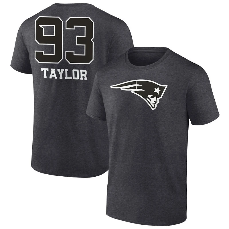 Men's Charcoal New England Patriots Personalized Name & Number Monochrome T-Shirt