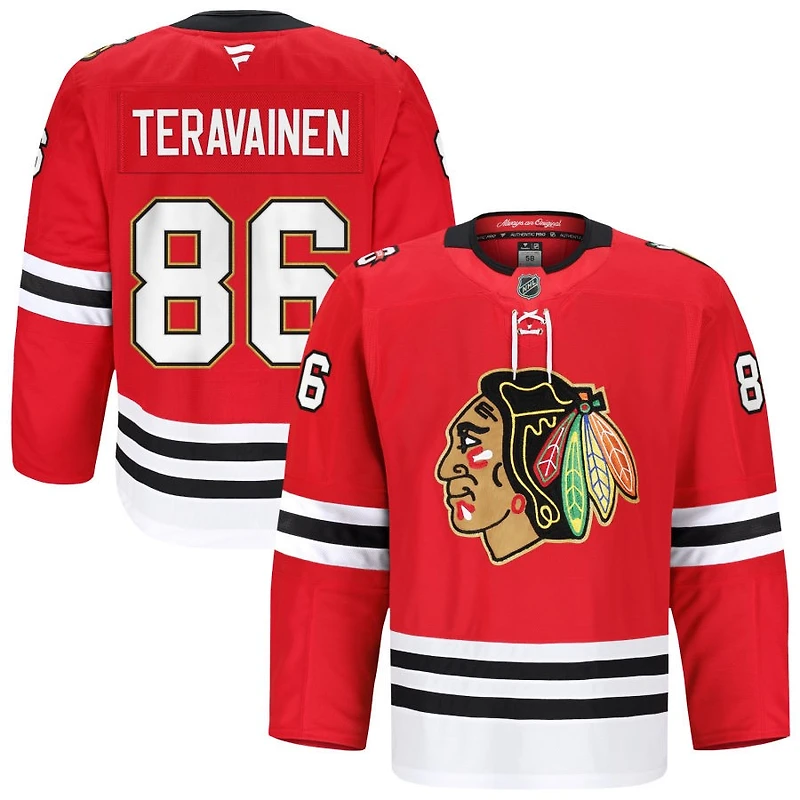 Teuvo Teravainen Men's Fanatics Red Chicago Blackhawks Anniversary, Home Authentic Pro Custom Jersey