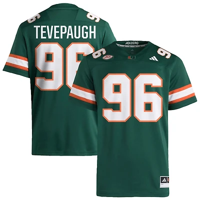 Tucker Tevepaugh Men's adidas  Green Miami Hurricanes NIL Pick-A-Player Alternate Premier Football Jersey