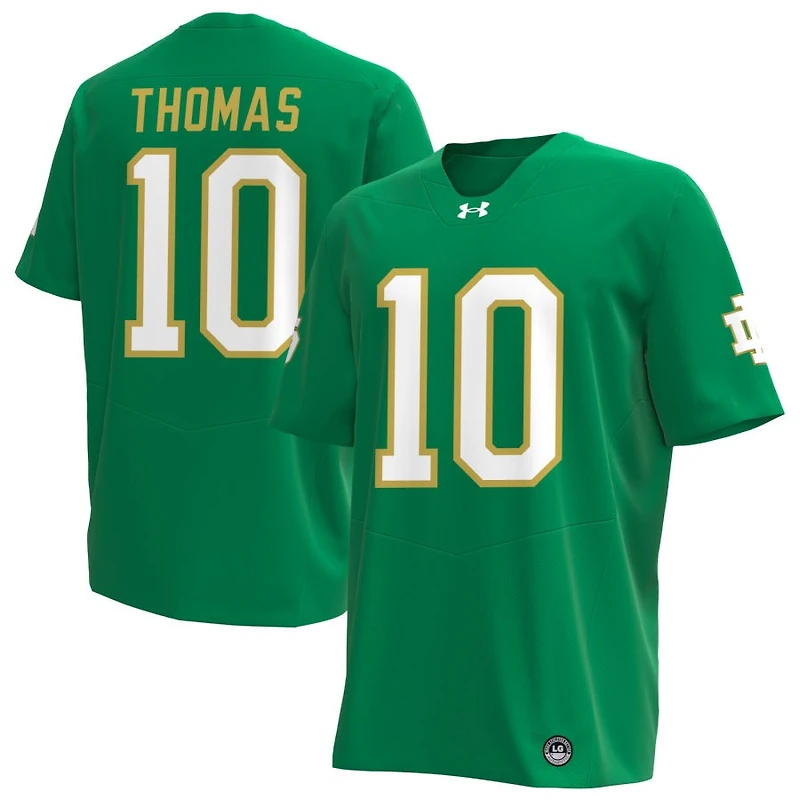 Loghan Thomas Men's Under Armour Kelly Green Notre Dame Fighting Irish Alternate NIL Pick-A-Player Replica Football Jersey