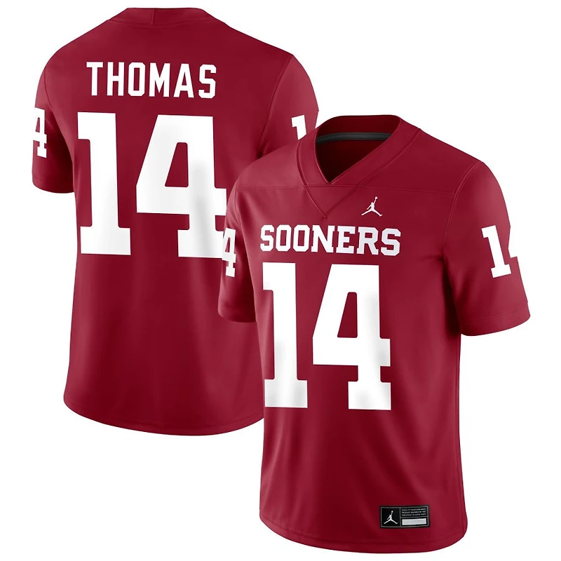 Elijah Thomas Men's Jordan Brand Crimson Oklahoma Sooners NIL Pick-A-Player Football Replica Jersey