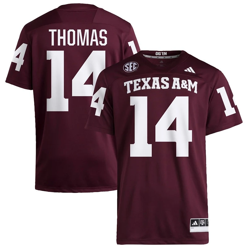 Jayvon Thomas Men's adidas Maroon Texas A&M Aggies NIL Pick-A-Player Home Premier Football Jersey