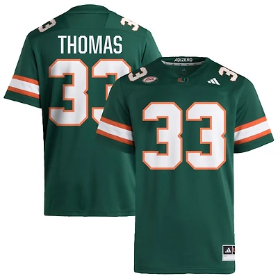Nick Thomas Men's adidas  Green Miami Hurricanes NIL Pick-A-Player Alternate Premier Football Jersey