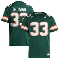 Nick Thomas Men's adidas  Green Miami Hurricanes NIL Pick-A-Player Alternate Premier Football Jersey