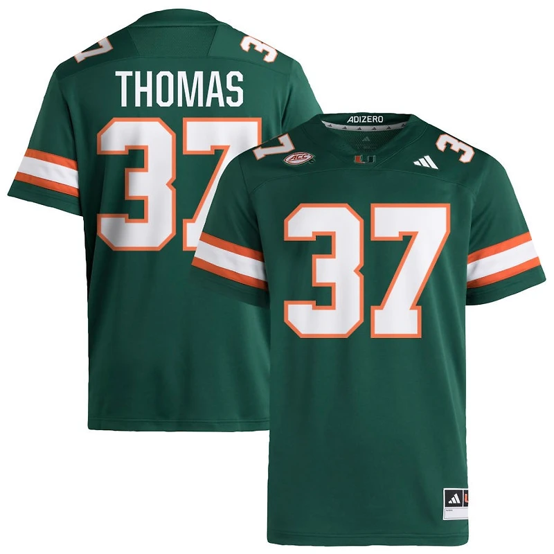 Isaiah Thomas Men's adidas Green Miami Hurricanes NIL Pick-A-Player Alternate Premier Football Jersey