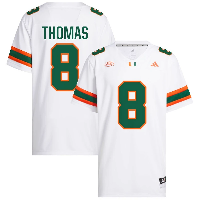 Jakobe Thomas Men's adidas White Miami Hurricanes NIL Pick-A-Player White Premier Football Jersey