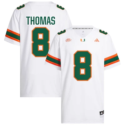 Jakobe Thomas Men's adidas  White Miami Hurricanes NIL Pick-A-Player White Premier Football Jersey