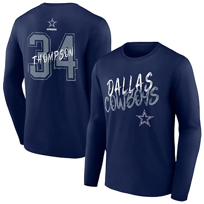 Men's Navy Dallas Cowboys Hustle Personalized Name & Number Long Sleeve T-Shirt