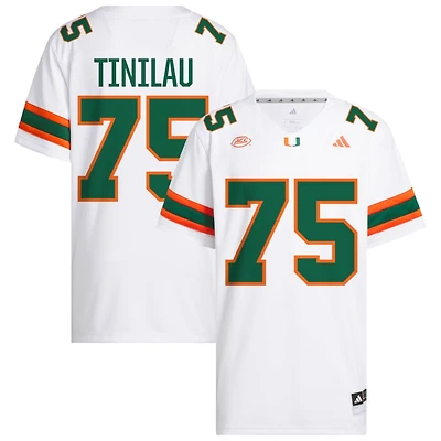 Frankie Tinilau Men's adidas  White Miami Hurricanes NIL Pick-A-Player White Premier Football Jersey