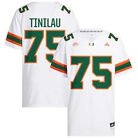 Frankie Tinilau Men's adidas  White Miami Hurricanes NIL Pick-A-Player White Premier Football Jersey