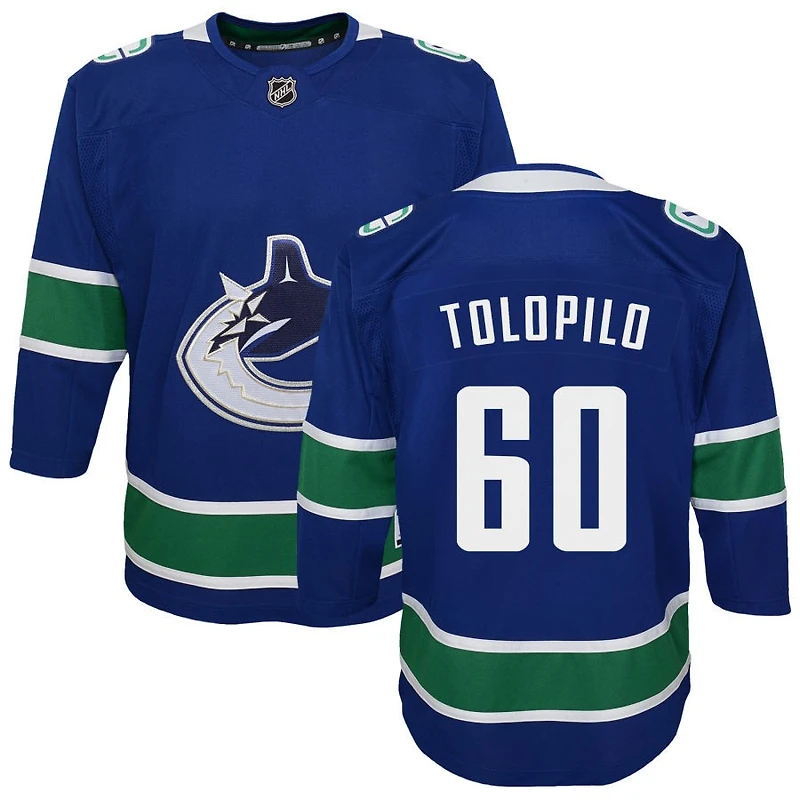 Nikita Tolopilo Youth Blue Vancouver Canucks Premier Custom Jersey